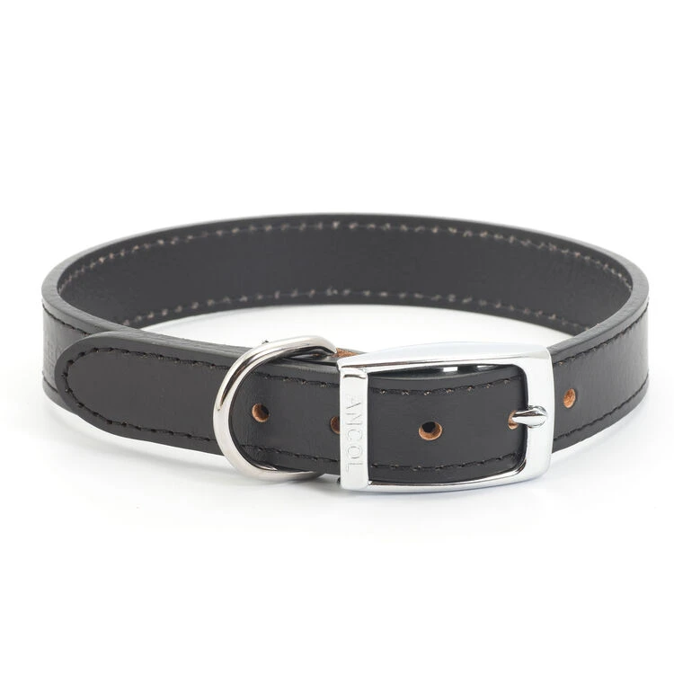 Ancol Black Classic Leather Dog Collar 3 Ancol Black Classic Leather Dog Collar