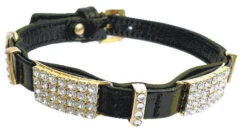Hi-Craft Starlight Black Leather Dog Collar - 52cm