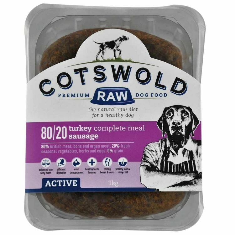 Cotswold Raw Active Sausage Turkey Dog Food 3 Cotswold Raw Active Sausage Turkey Dog Food
