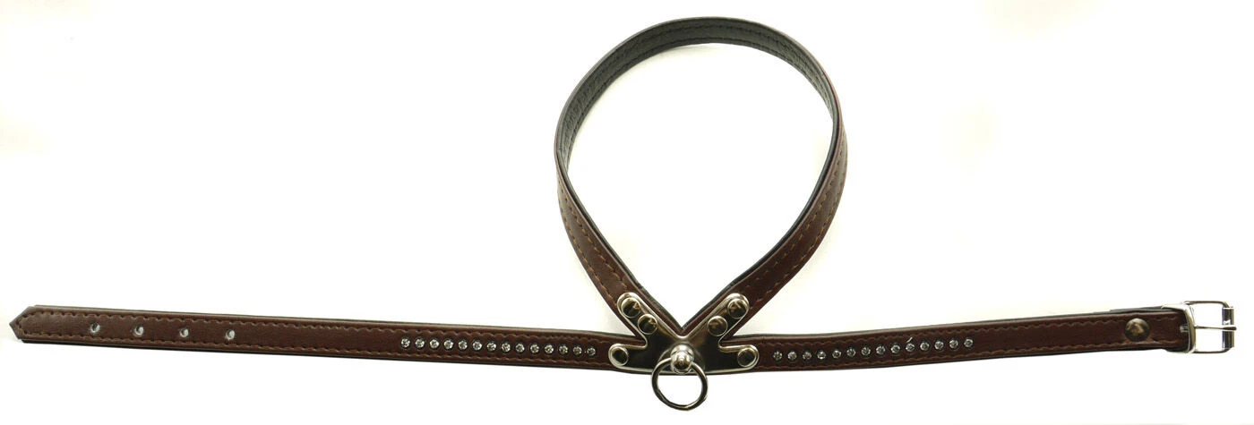 Nobby Double Backed Swarovski Crystal Harness Brown 3 Nobby Double Backed Swarovski Crystal Harness Brown