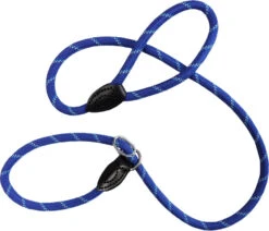Dog & Co Mountain Rope Slip Lead Blue Reflective 150cm