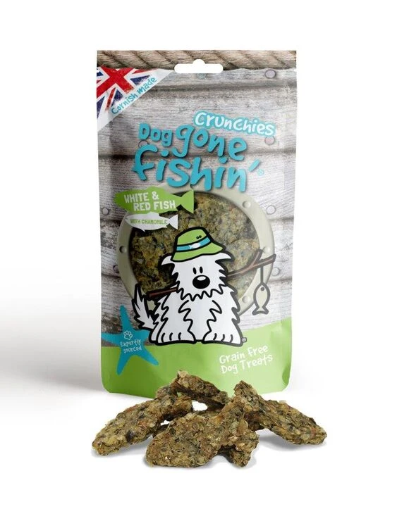 6 X Dog Gone Fishin' White & Red Fish With Chamomile Crunchies Dog Treats 75g 3 6 X Dog Gone Fishin' White & Red Fish With Chamomile Crunchies Dog Treats 75g