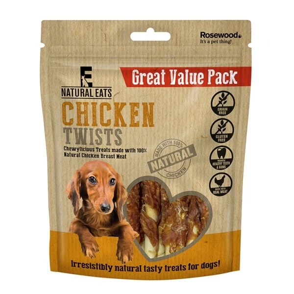6 X Rosewood Natural Eats Chicken Twists Value Pack Dog Treats 320g 3 6 X Rosewood Natural Eats Chicken Twists Value Pack Dog Treats 320g