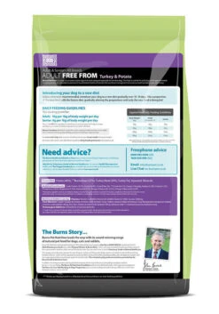 Burns Adult Free From Turkey And Potato Dog Food -Pawfect Sales Store Free From Adult Turkey 6kg reverse