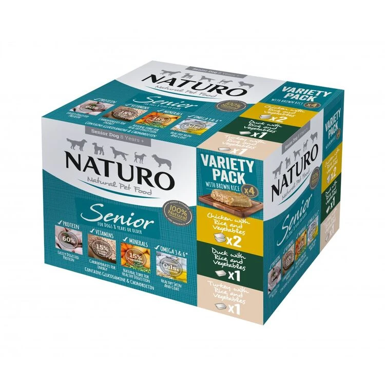 4 X Naturo Senior Variety Pack With Rice Tray 400g 3 4 X Naturo Senior Variety Pack With Rice Tray 400g