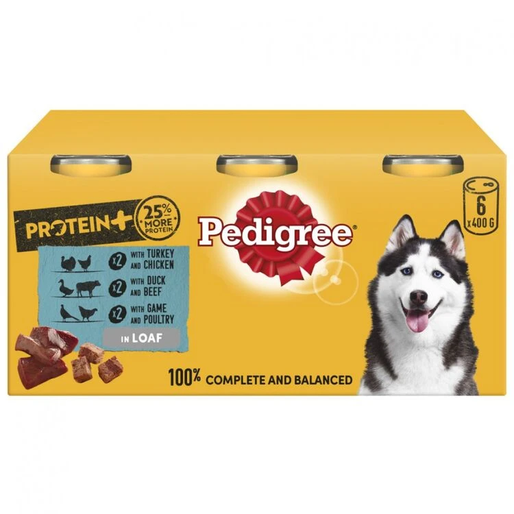 Pedigree Protein Plus Dog Food Tins Mixed Selection In Loaf 3 Pedigree Protein Plus Dog Food Tins Mixed Selection In Loaf