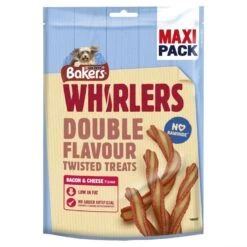 5 X Bakers Dog Treats Bacon & Cheese Flavour Whirlers 270g